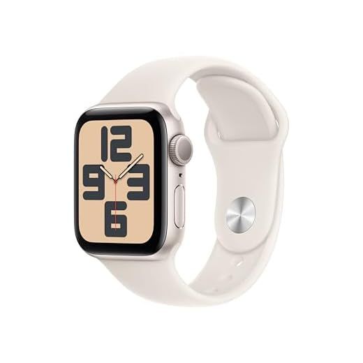 Apple Watch SE de 2.ª generación GPS Smartwatch con Caja de Aluminio en Blanco Estrella de 40 mm y Correa Deportiva Blanco Estrella - Talla S/M. Monitores de entreno y sueño y Resistencia al Agua