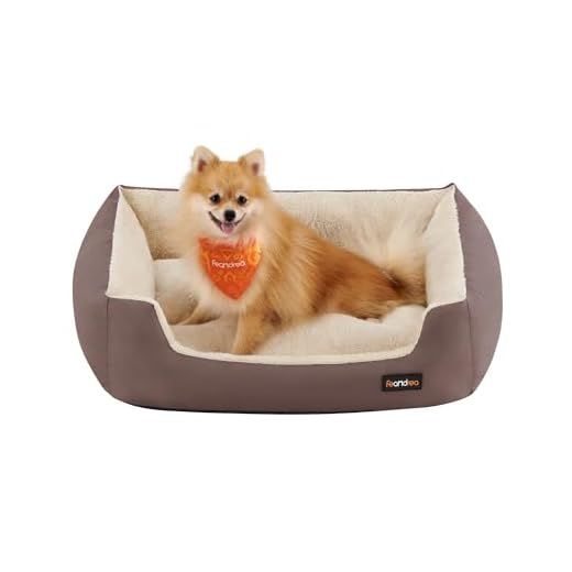 Feandrea Cama para Perros, Sofá Cama para Mascotas, Alfombra Extraíble y Reversible, Bordes Elevados, Base Antideslizante, Talla M, 70 x 55 x 21 cm, Marrón Café y Beige Arena PGW03Z