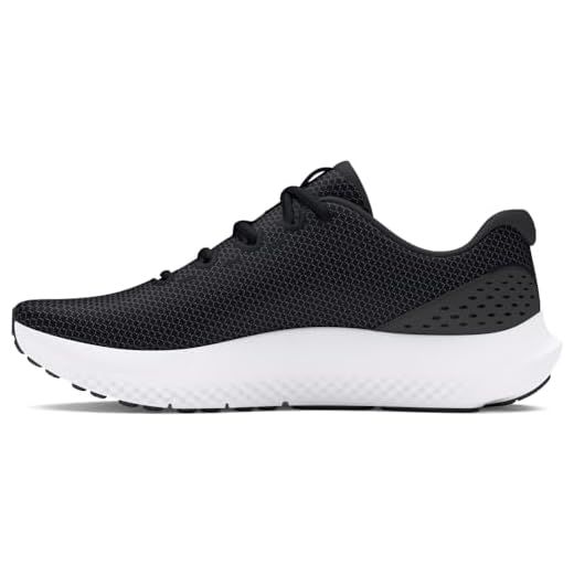 Under Armour UA W Charged Surge 4 Deportivas de mujer, ligeras y transpirables zapatillas para correr, color negro/gris antracita/blanco