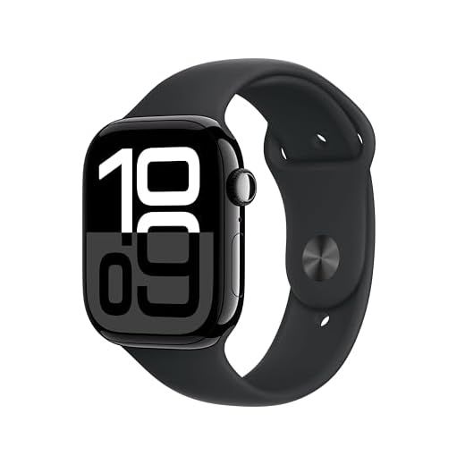 Apple Watch Series 10 GPS Smartwatch con Caja de Aluminio Negro Brillante de 46 mm y Correa Deportiva Negro - Talla S/M. Monitor de entreno, App ECG, Pantalla Retina Siempre Activa