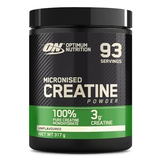 OPTIMUM NUTRITION Creatina en Polvo Micronizada, Polvo de Monohidrato de Creatina 100 % Puro para Rendimiento y Potencia Muscular, Sin Sabor, 93 Porciones, 317 g