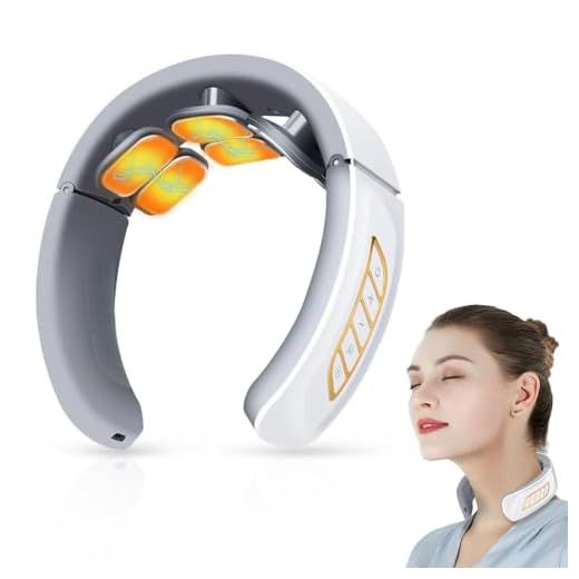 Masajeador Cuello Cervical, 6 Cabezas Masajeador Eléctrico Portátil con Terapia Calor 42°C, 6 modos y 9 Niveles de Intensidad Adecuado para Viajes, Familia, Oficina