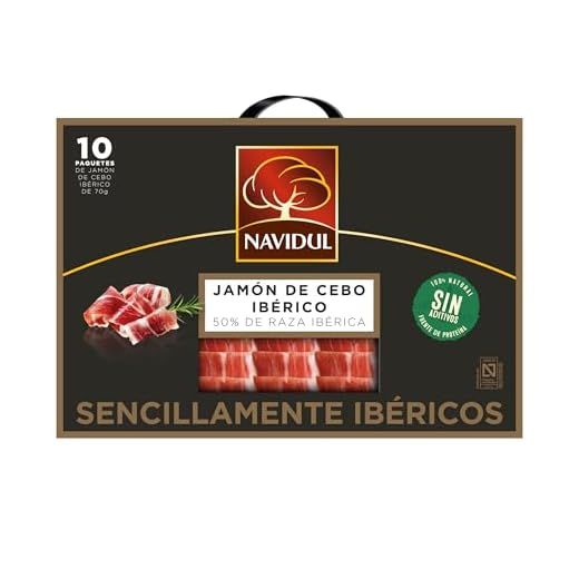 Navidul - Maletín de Jamón de Cebo Ibérico (50% raza ibérica) freshpack envasado al vacío - 10x70g