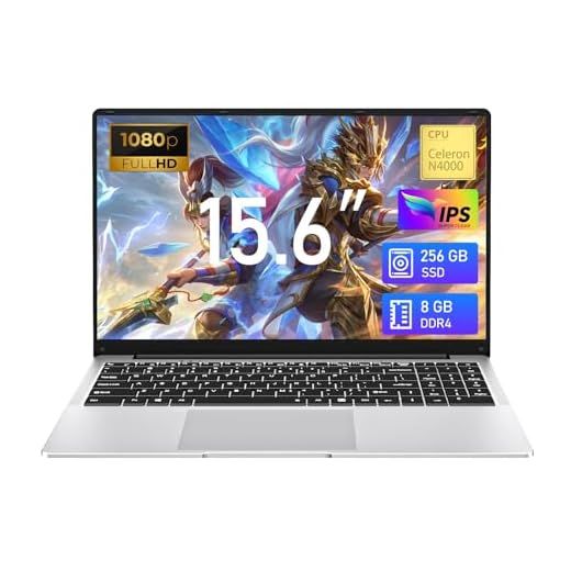 15,6 pulgadas Ordenador Portátil Juegos 8GB RAM 256GB SSD N4000 Gamers portátil Netbooks Pantalla Full HD 1920 x 1080 Win 11 Laptop WiFi5 Bluetooth Mini HDMI Apertura 180 Grados Estudiantes y Empresas