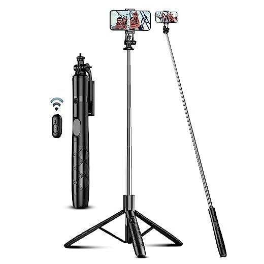 180cm Trípode para Movil, Palo Selfie Tripode con Control Remoto Desmontable para Teléfono Móvil, Soporte de Trípode de Teléfono Compatible con iPhone/Samsung/GoPro/Cámara