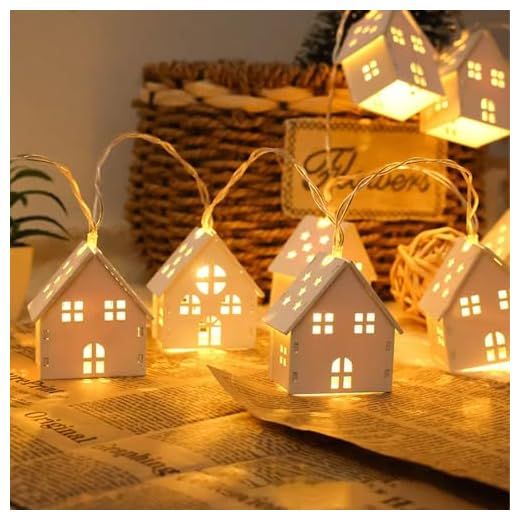 CHENBOOW Cadena de Luces,Decoración Navideña 2M,Luces Decorativas,Luces Navideñas,LED para Interiores,Luminosa Cabaña,Casita Navidad LED,para Navidad,Regalo de Inauguración y Decoración