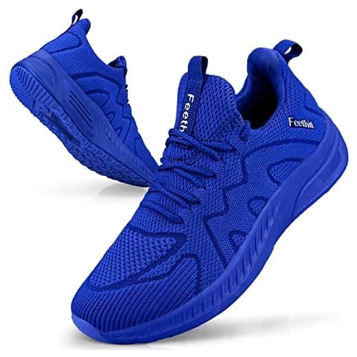 Feethit Zapatillas de Deporte Zapatillas Running Hombre Correr Jogging Caminar Bambas Gimnasio Fitness Atlético Tenis Trabajo Sneakers Ligeros Transpirables Zapatillas Deportivas Hombre Azul 40 EU