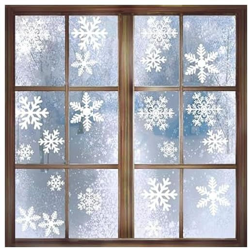 156 Pegatinas Navidad Ventana Copos Nieve Estáticas Reutilizables PVC Decoración Cristal Autoadhesivas Invierno Casa Escaparate