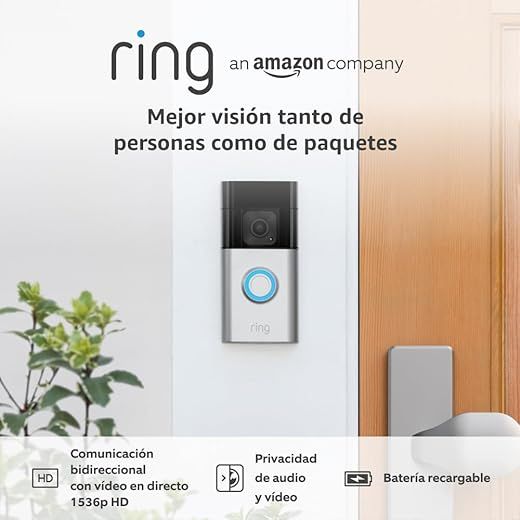 Ring Videotimbre Plus con batería (Última generación) | Battery Video Doorbell Plus | Videotimbre inalámbrico con cámara 1536p HD, batería recargable | Fácil de instalar por cuenta propia (5 min.)