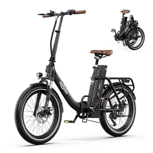 ONESPORT OT16-2 Bicicleta Eléctrica Plegable, 20" Ebike con Extraíble Bateria 48V 17Ah, 250W Bicicleta Electrica Adultos con Pantalla LCD y Conexión Bluetooth (Marrón Oscuro)