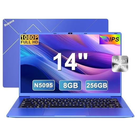Ordenador Portátil 14 Pulgadas Celeron N5095 Upto 2,9 GHz Portatiles 8GB RAM 256GB SSD TF 1TB LPDDR4 Win11 5G WiFi 1920*1080 FHD Widevine L1 Laptop Película Protectora Español - Violeta Cuerpo Metal