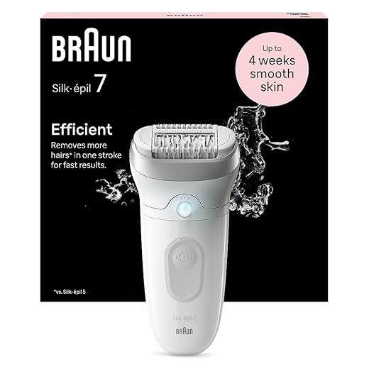 Braun Silk-épil 7, Depiladora Eléctrica Para Una Eliminación Del Vello Fácil, Piel Suave Duradera, 7-011, Blanca/Plateada