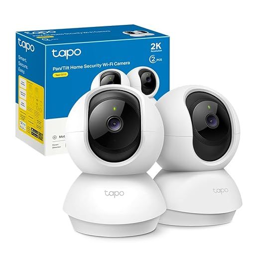 Tapo C210(2-Pack) - WiFi IP Camera 360° Surveillance Camera 2K (3MP), Night Vision, Supports SD Card up to 512GB, Motion Detection, Remote Control, Compatible with Alexa