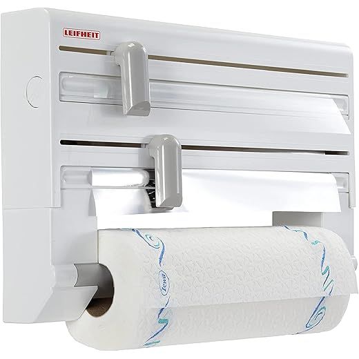 Leifheit Portarrollos de Pared Parat ComfortLine para 3 Rollos, Porta Rollos con Cuchillas para un Corte Limpio, portarrollos de Cocina de plástico