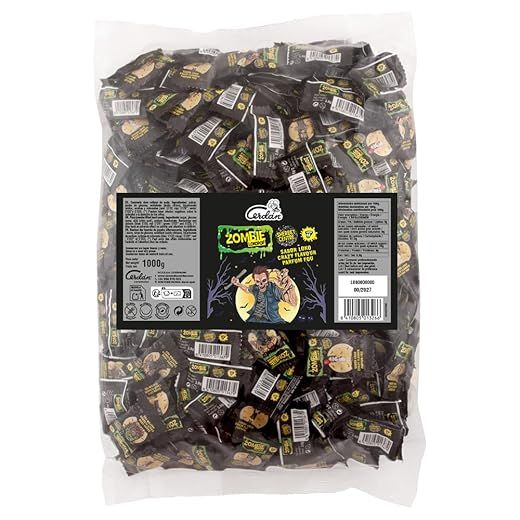 Caramelos Cerdán - Caramelos Halloween Zombie Pintalenguas Rellenos de Soda | Bolsa de 357 Uds | Sabor Fresa, Cola, Frutas del Bosque | Sin Gluten ni Alérgenos | Para Fiestas y Cumpleaños | 1 Kg