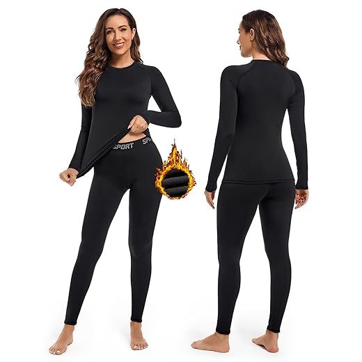 Ropa Termica Mujer, Conjunto Ropa Interior térmica Invierno Frio Extremo - Transpirable Manga Larga Camiseta Termica y Pantalon,Termica Ropa Interior para esquí,Moto
