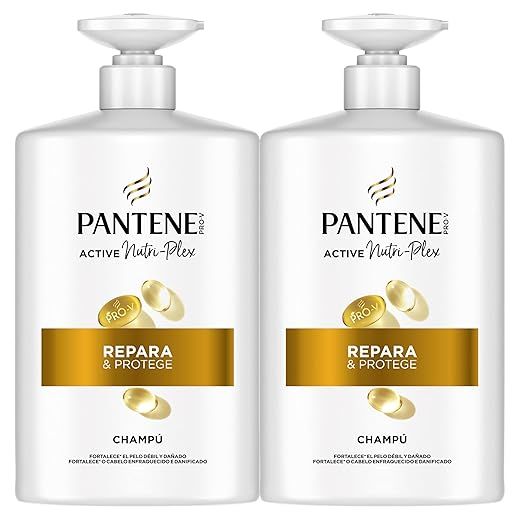 Pantene Pro-V Repara Y Protege Champú 2x1000ML, Dispensador, Pelo Seco Y Dañado. Limpia Y Protege Los Enlaces Capilares. Sin Siliconas. Active Nutri-Ple