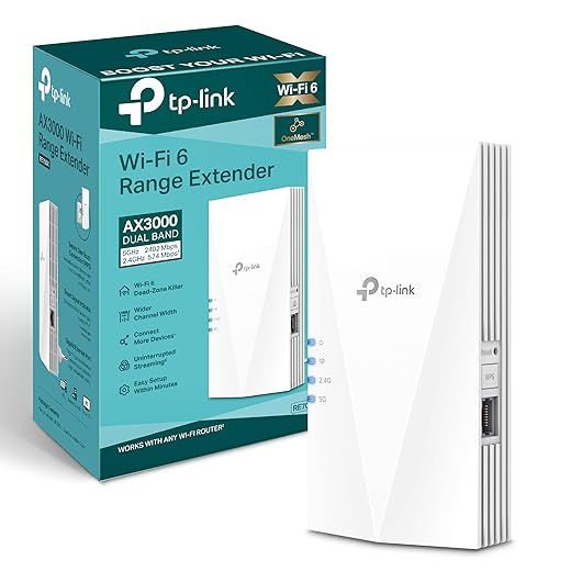 TP-Link RE700X WiFi 6 WiFi Amplifier Repeater AX3000 (Dual Band 2402Mbps 5GHz + 574Mbps 2.4GHz), MU-MIMO, Gigabit Port, Large Coverage, EasyMesh, Compatible with All Wi-Fi Routers