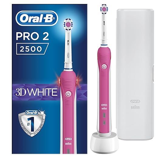 Oral-B Pro 2500 3D White Electric Rechargeable Toothbrush with Travel Case Powered by Braun - Pink by Oral-B