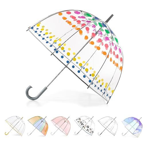 Totes Paraguas transparente de burbujas para adultos y niños con toldo de cúpula, diseño ligero, protección contra el viento y la lluvia, puntos, toldo de 51 pulgadas, adulto de 51 pulgadas, paraguas