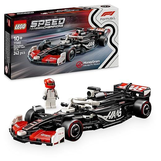 LEGO Speed Champions Coche de Carreras MoneyGram Haas F1 Team VF-24 Vehículo de Juguete con 1 Minifigura de Piloto de Fórmula 1, Regalo Coleccionable para Niños y Niñas de 10 Años o Más 77250