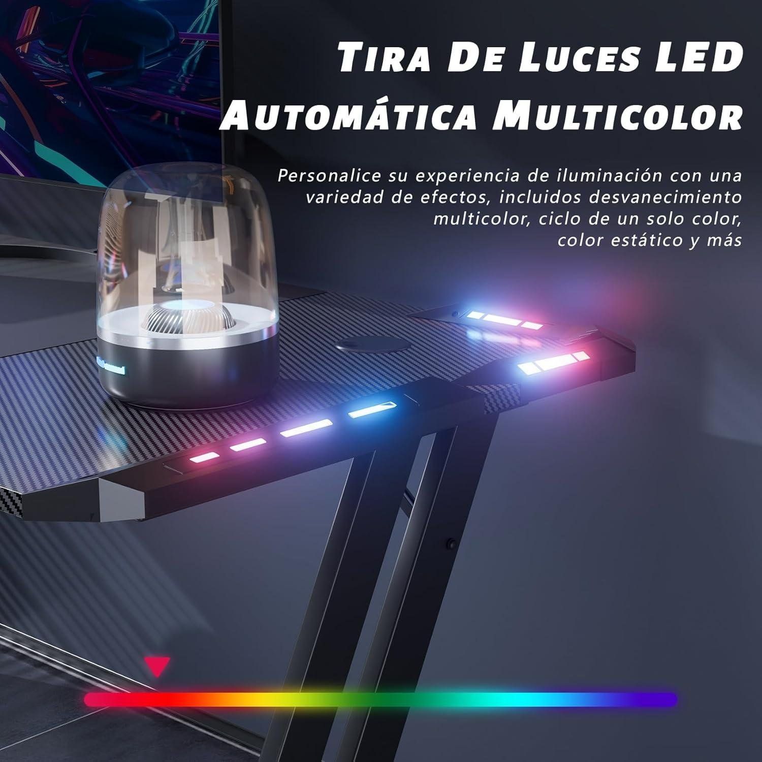 Nuestra experiencia con la mesa gamer LED de fibra de carbono ergonómica