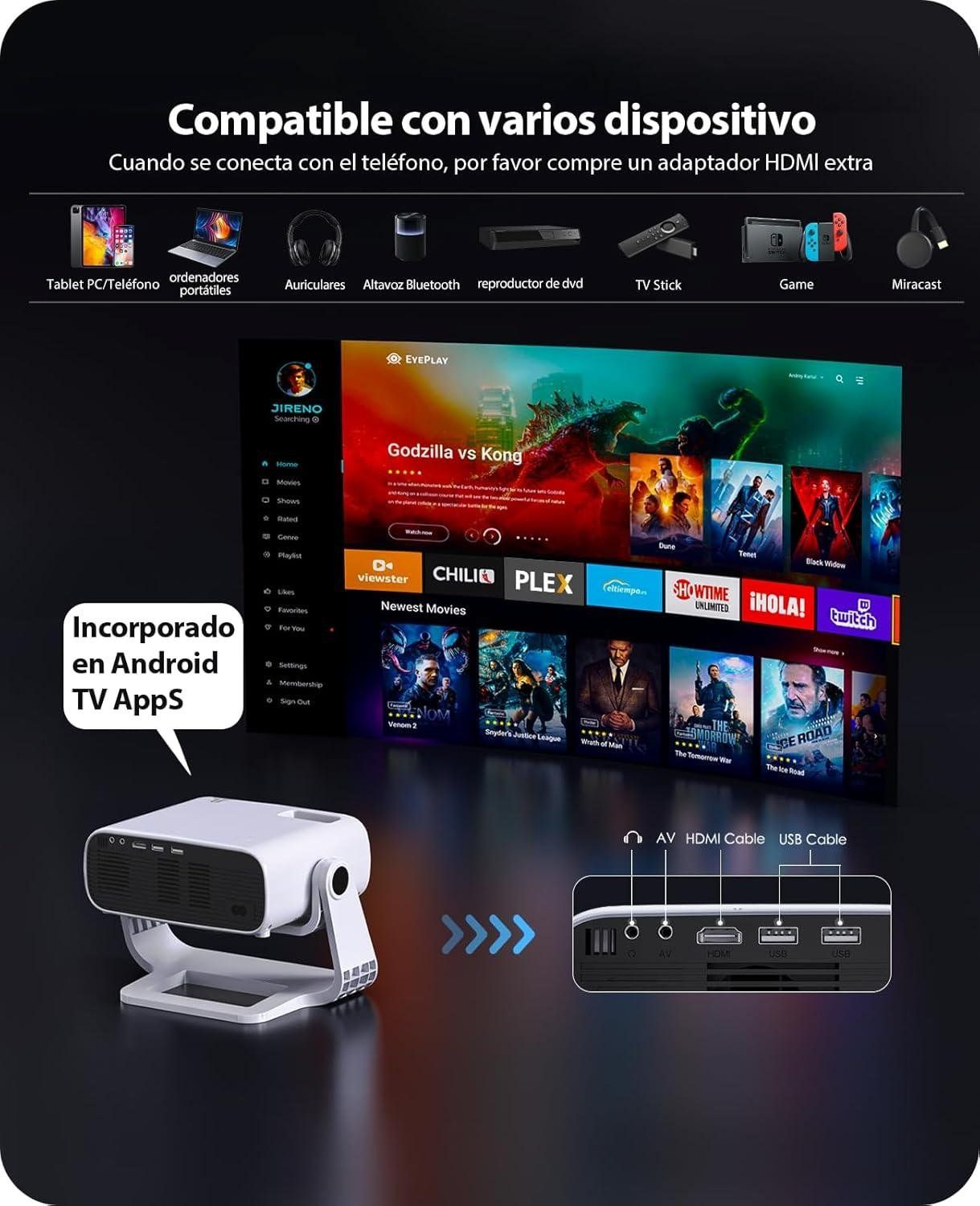 Wielio Smart Proyector: Cine y juegos con calidad y versatilidad