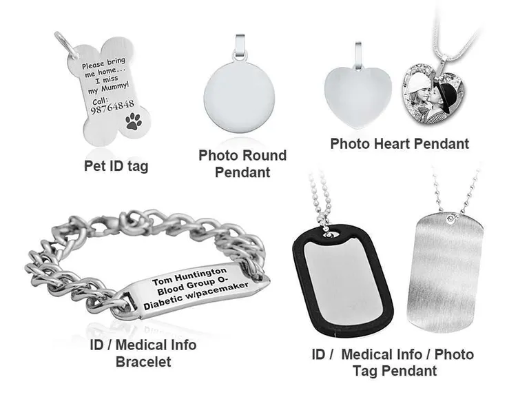 VillageSmith Gifts Singapore | Pendants & ID Jewellery 2 Pendant Pet Id Bracelet Tag Heart