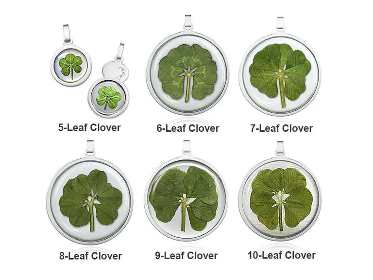 VillageSmith Gifts Singapore | 5-Leaf, 6-Leaf, 7-Leaf, 8-Leaf, 9-Leaf, 10-Leaf Clover 3 Clover 4 5 6 7 8 9 10 Leaf Pendant