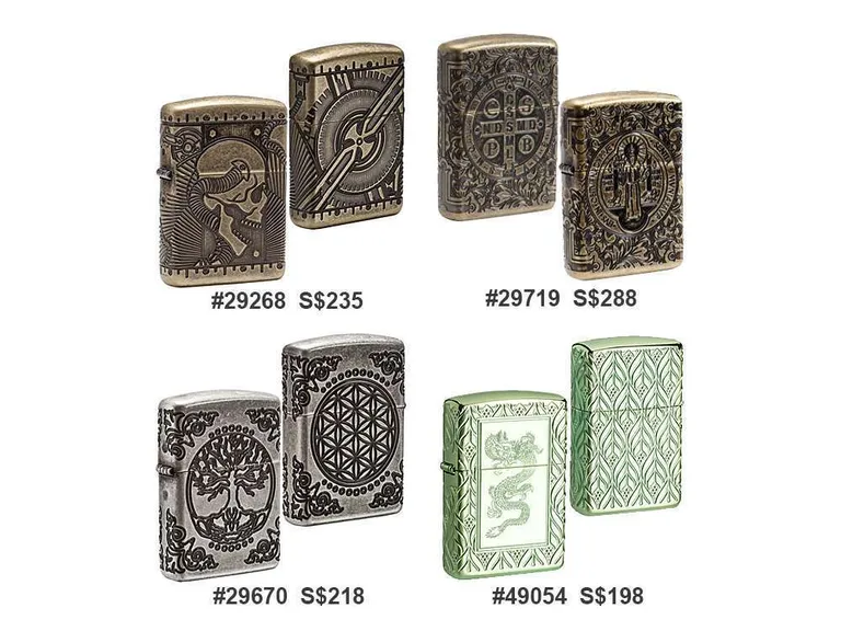 VillageSmith Gifts Singapore | Zippo (29268, 29670, 29719, 49054) 4 Zippo 29268 29719 29670 49054