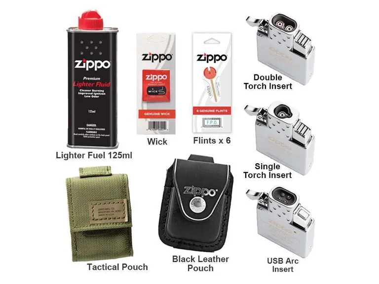 VillageSmith Gifts Singapore | Zippo Inserts and Accessories Zippo Accessories Inserts Fuel Usb Arc Single Double Torch Blue Flame Flints Wick