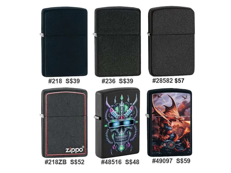 VillageSmith Gifts Singapore | Zippo (218, 218zb, 236, 28582, 48516, 49097) 5 zippo 218 236 28582 218zb 48516 49097