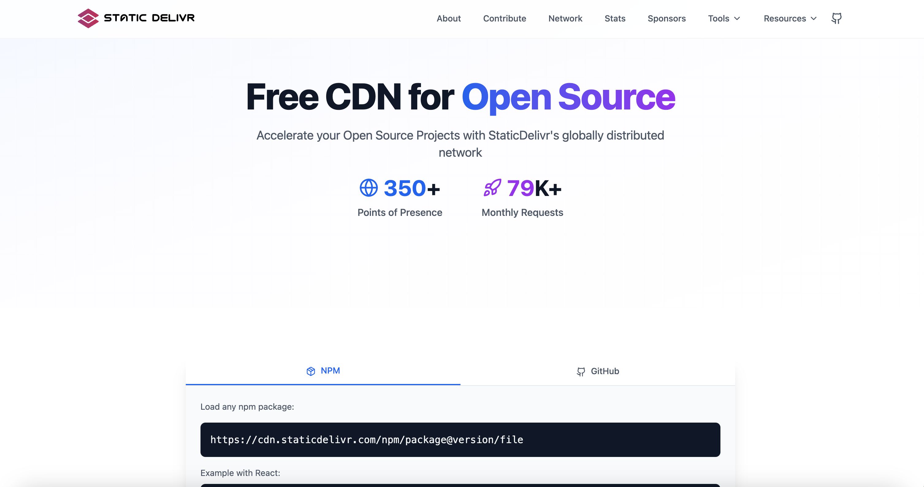 StaticDelivr New Homepage
