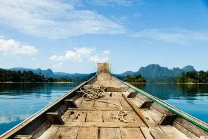 Long-tail boat on the Cheow Lan Lake (Rajjaprabha Dam).