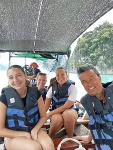 Customers enjoying a longtail boat ride on Khao Sok's Cheow Lan Lake.