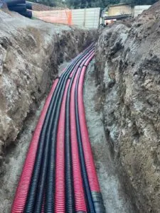 Travaux de raccordement aux réseaux au Super U de Cauro