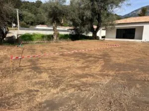 Terrain préparé pour les réseaux d'une villa à Sarrola-Carcopino