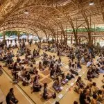 300 students inside the eco-friendly bamboo Sport Hall at Panyaden School, Chiang Mai