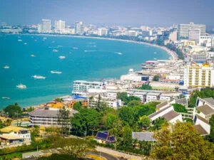 Aerial view of Pattaya beach road