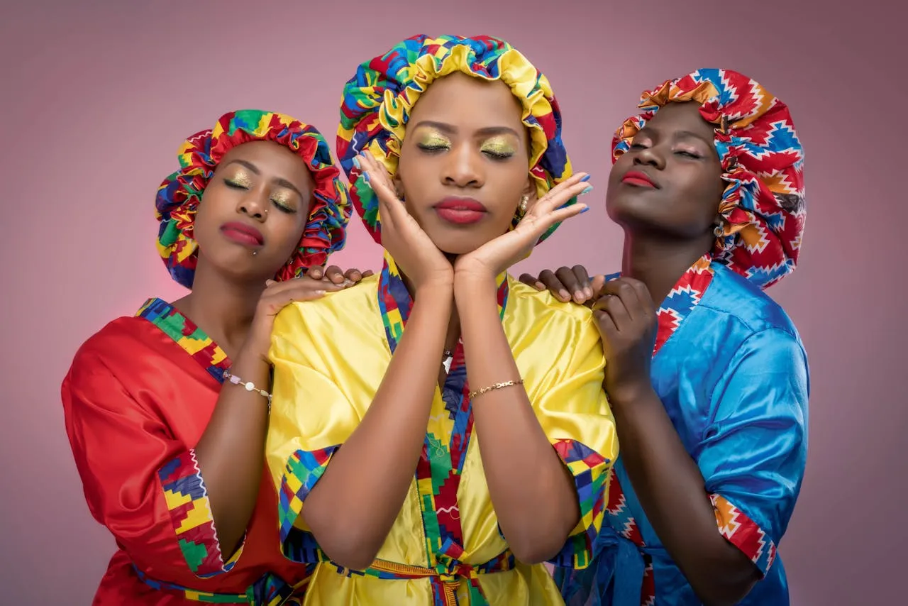 Ugandan Women Wearing Colorful Robe.