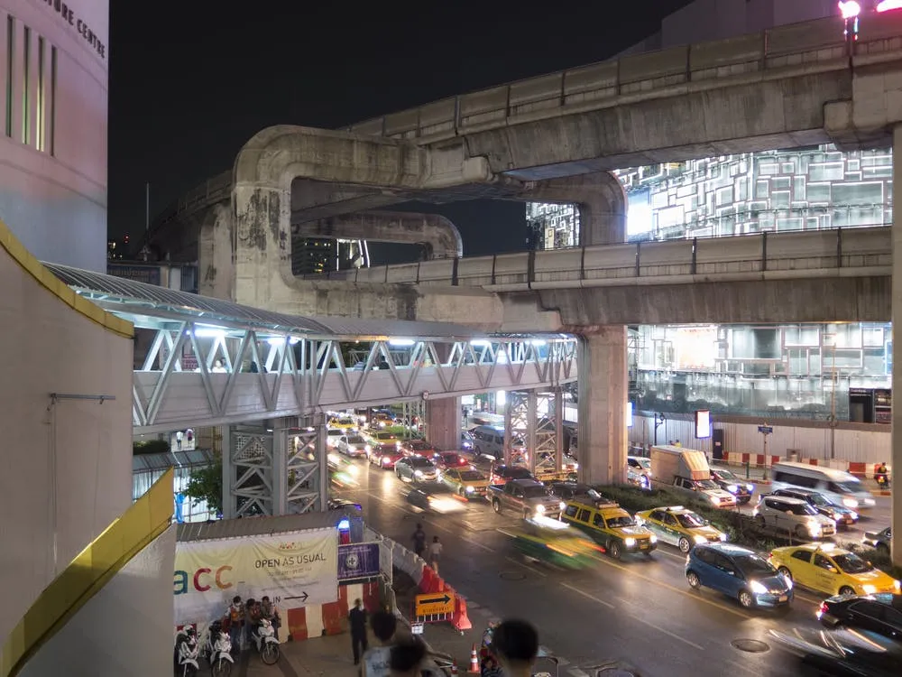BTS Skytrain station at Night