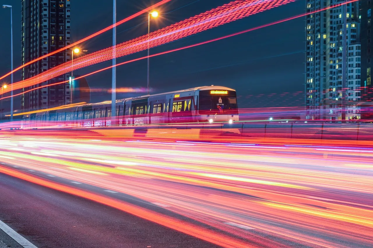 Bangkok BTS Electric Train Speed Light Color