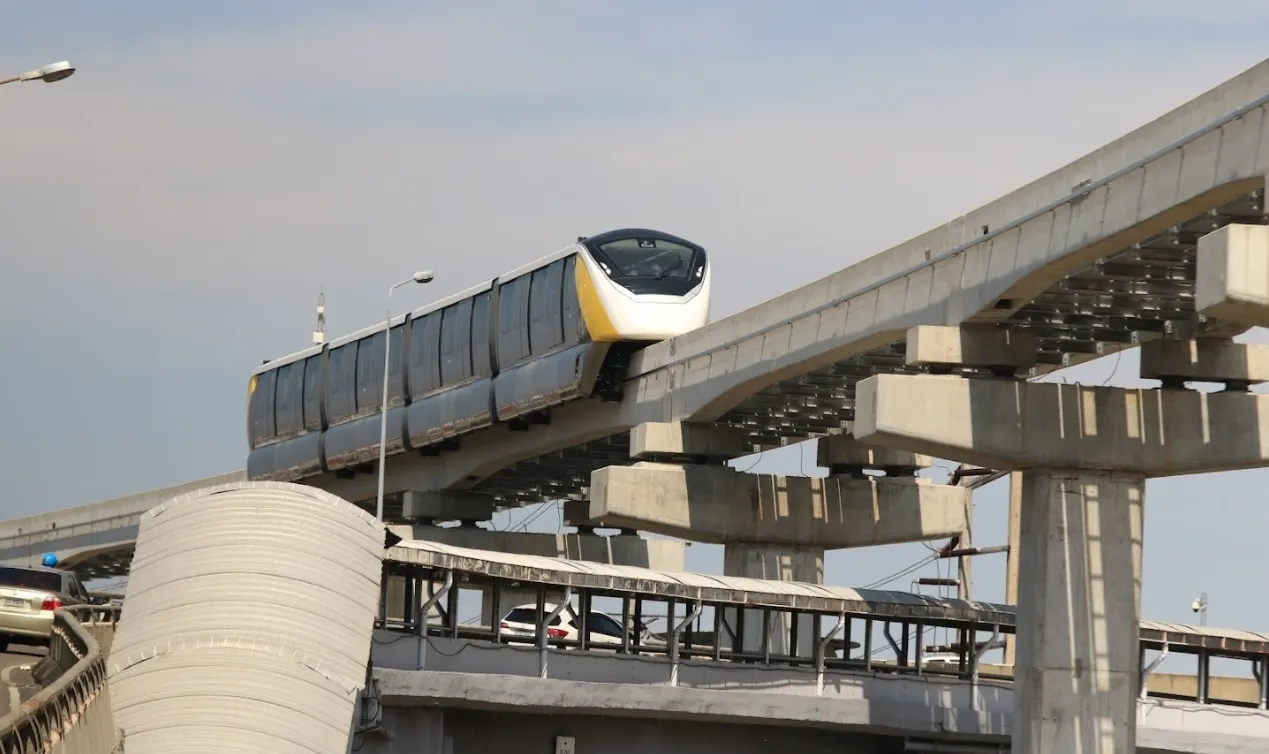 The MRT Yellow Line monorail being tested in Bangkok.