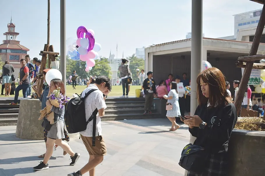 Students at Wang Tha Phra Campus, Silpakorn University in Bangkok