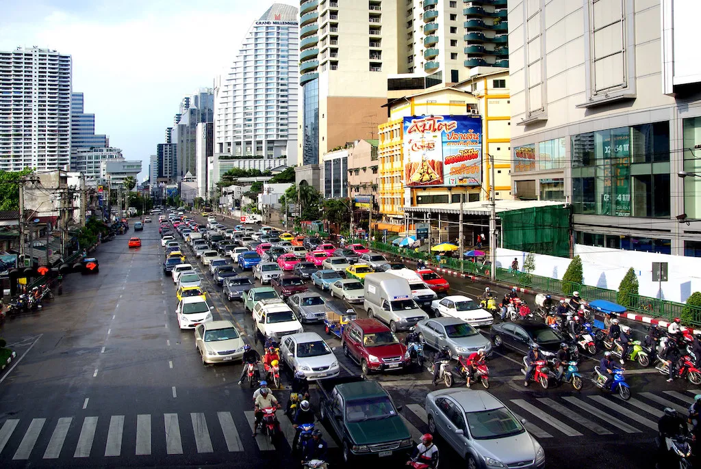 Traffic jam in Bangkok, one of the world’s most congested cities