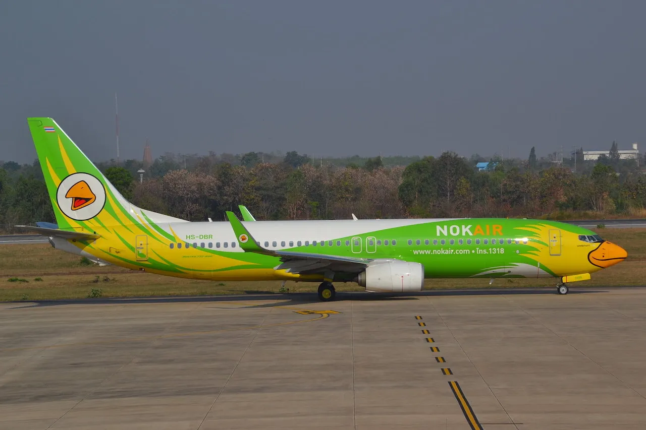 Nok Air Boeing 737-800 taxiing for departure at Khon Kaen Airport