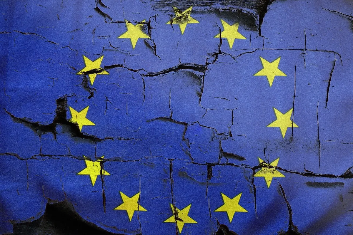 Broken European Union flag