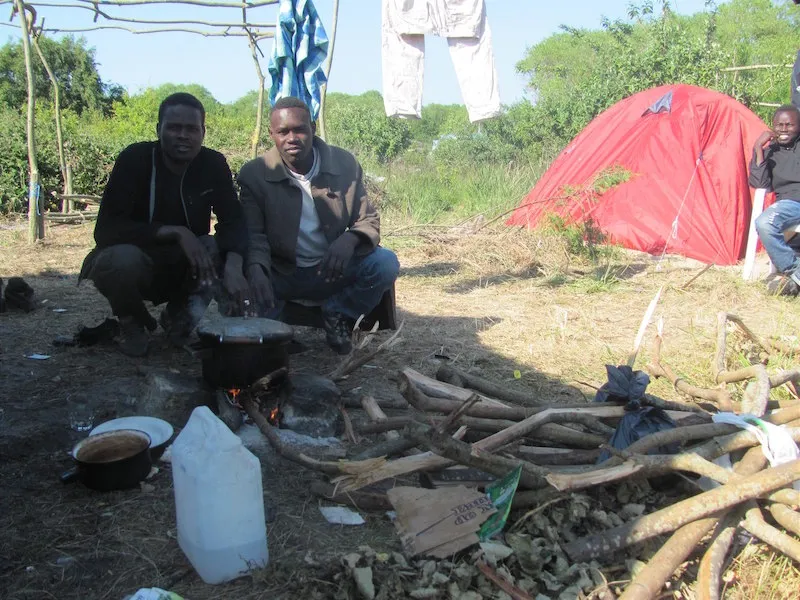 Refugees in Calais camp, France