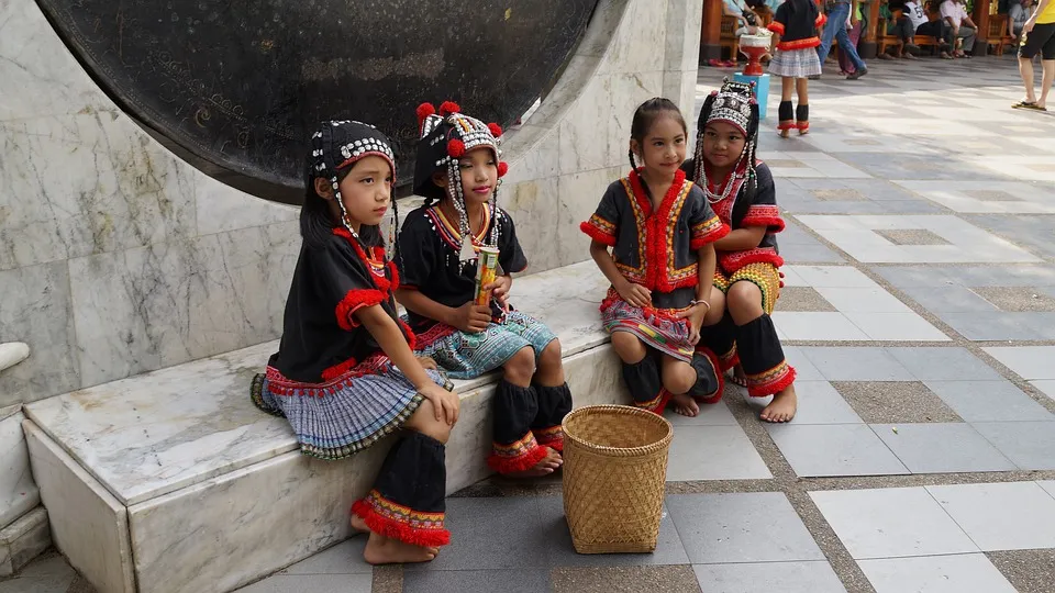 Ethnic Hmong girls in Chiang Mai, Thailand.