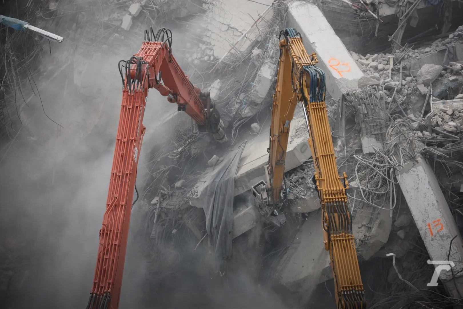 Rescue at the collapsed State Audit Office (SAO) building during the Bangkok earthquake.